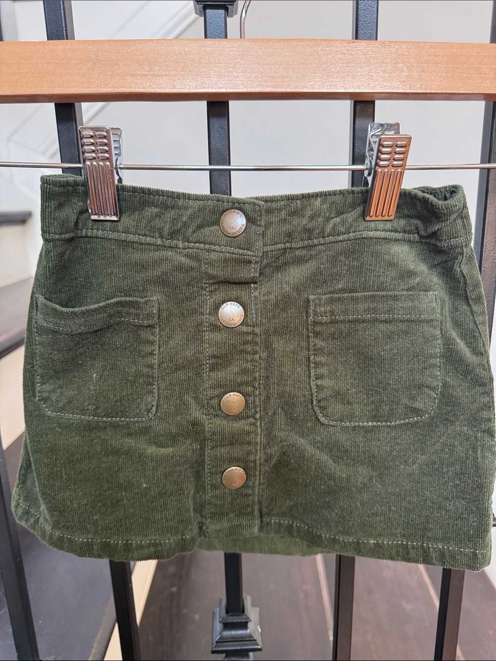 Old Navy Olive Green Corduroy Button Mini Skirt